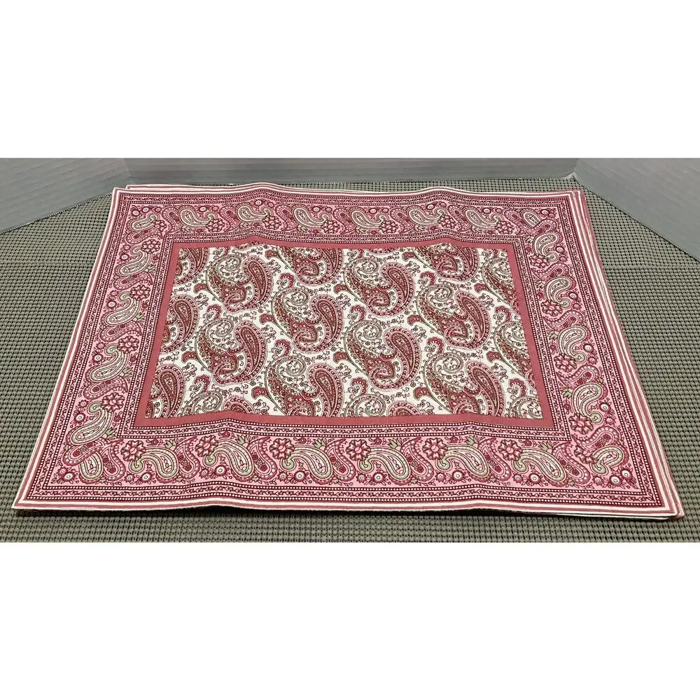 Williams Sonoma Pink Paisley Reversible Placemats Set of 4 Cotton 14x20